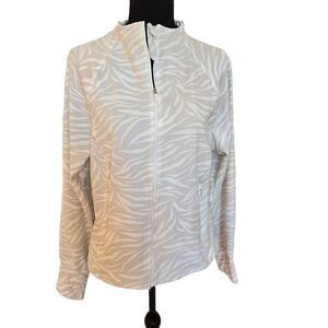RBX Active Womens Athletic Beige White Lightweight Zip Up Jacket Size XL